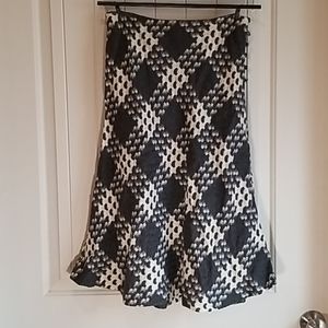 High waist Wool grey and cream Skirt